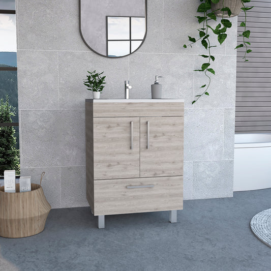 2-Door Rectangle Single Bathroom Vanity - Gray
