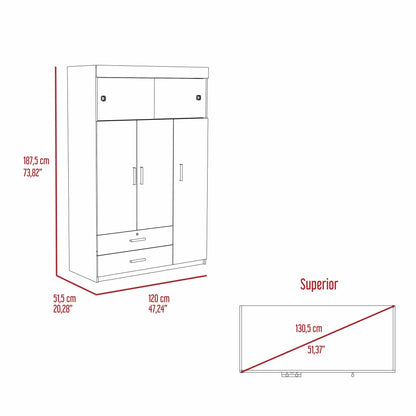 Kingswood  2-Drawer Rectangle Armoire  - White