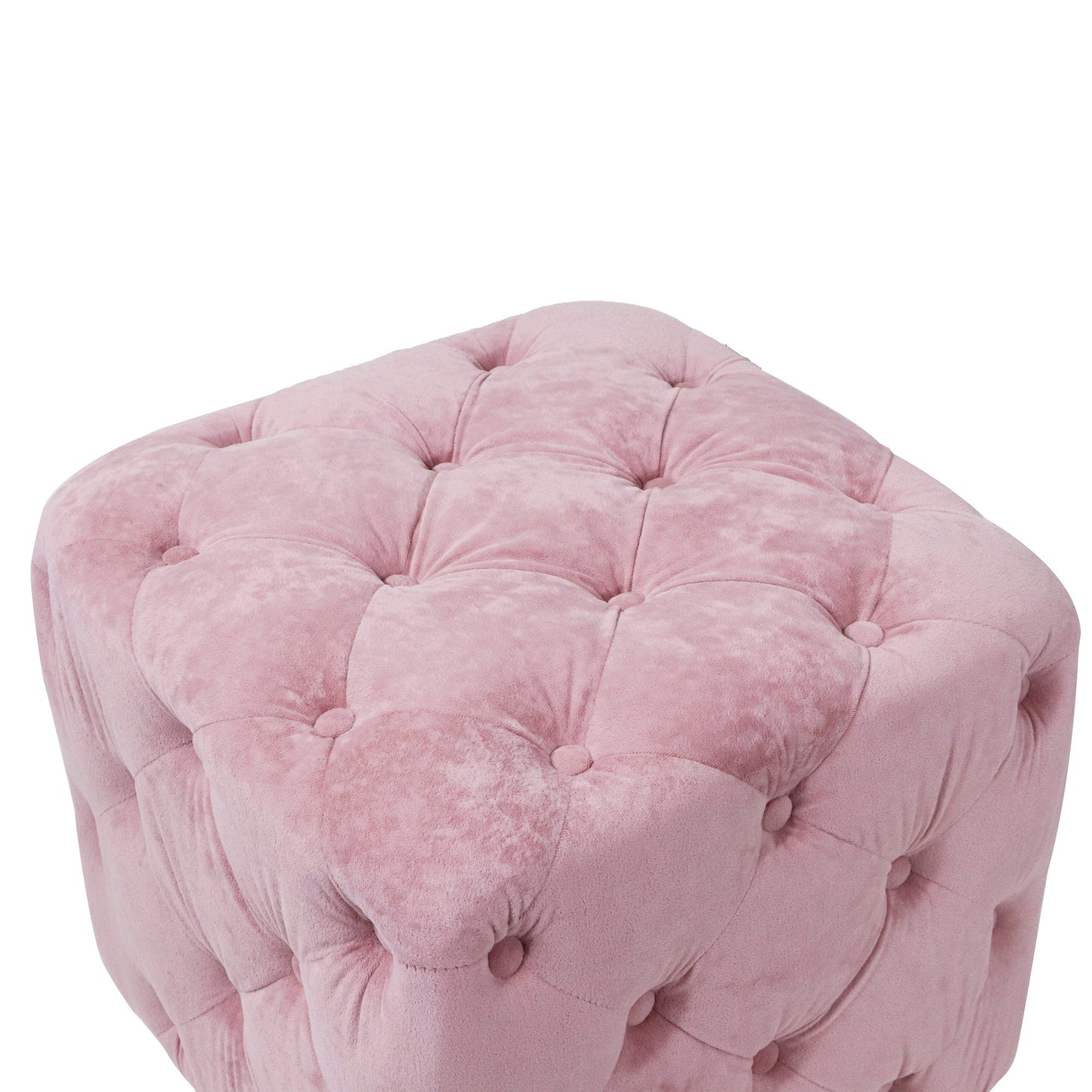 Velvet Upholstered Vanity Seat - Pink