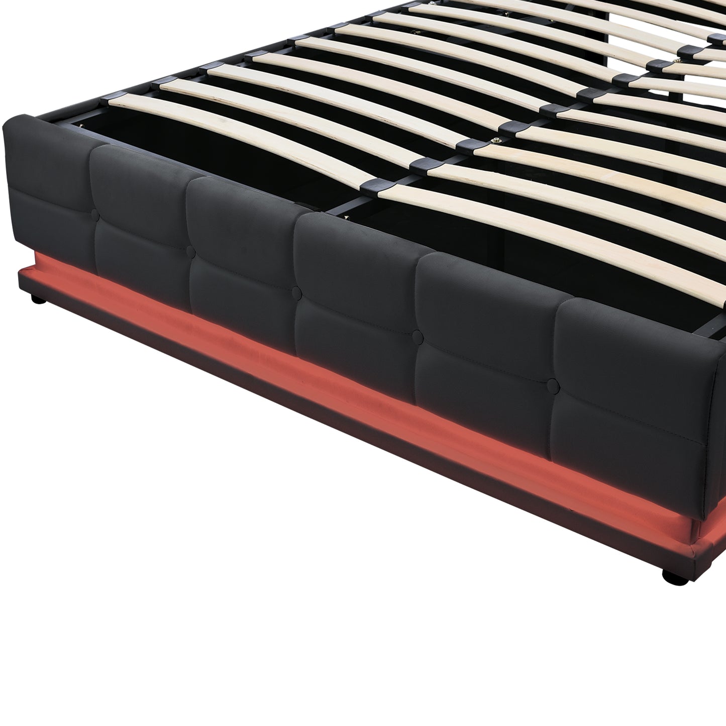 Luxury Dream Queen Bed with Smart Storage and LED Illumination - Black