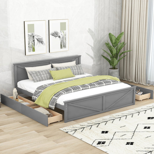 Xena King Size Wooden Platform Bed - Gray