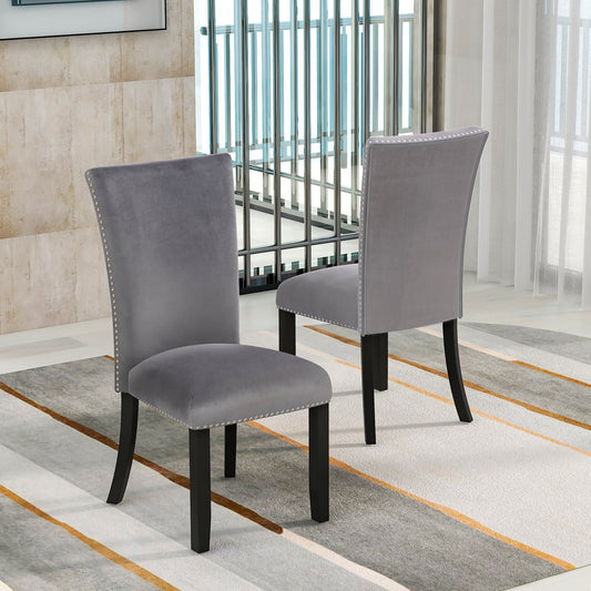 Divina Velvet Dining Chairs (Set of 2) - Gray