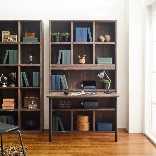 Grayson-D Wooden Desk with Shelf - Grey