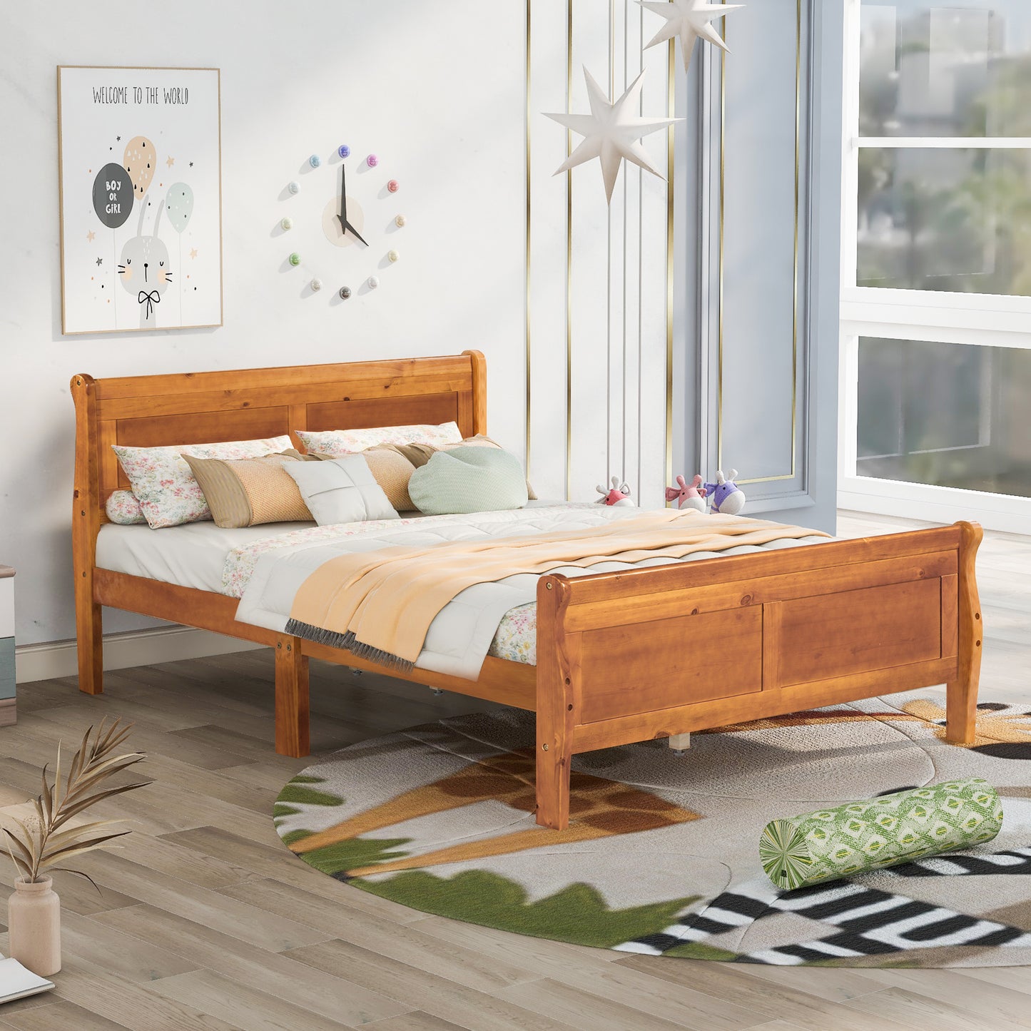 Urban Fusion Full Size Wood Platform Bed - Oak