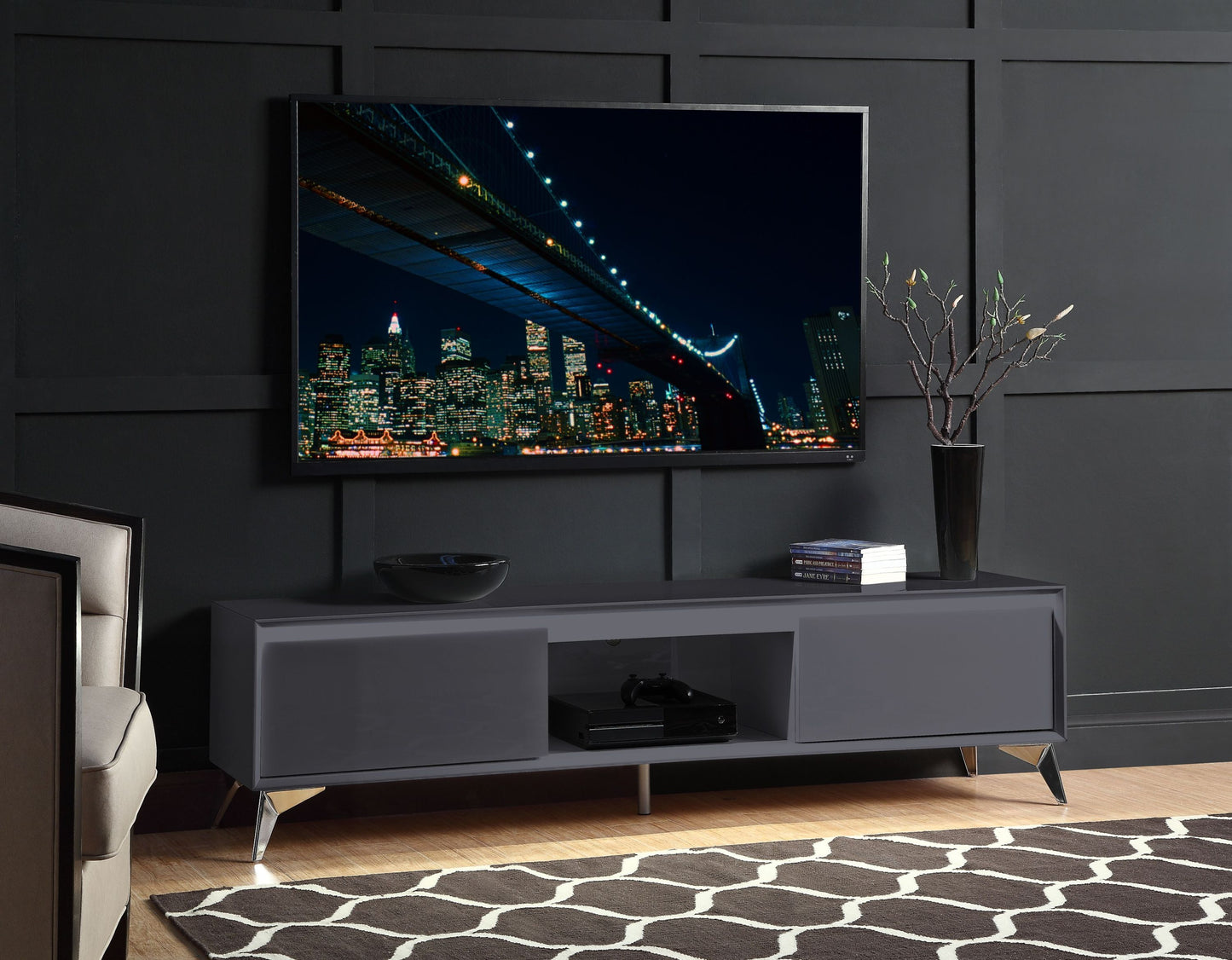 Raceloma TV stand with LED Lights - Gray