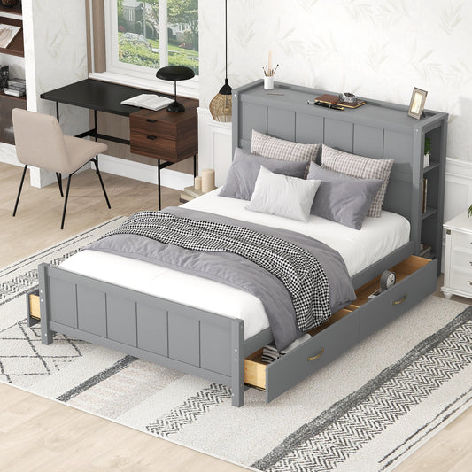 Zeal Full Size Platform Bed w Storage - Gray