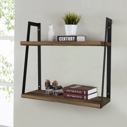 Urban 2 Tier Wood Floating Wall Mount Shelf