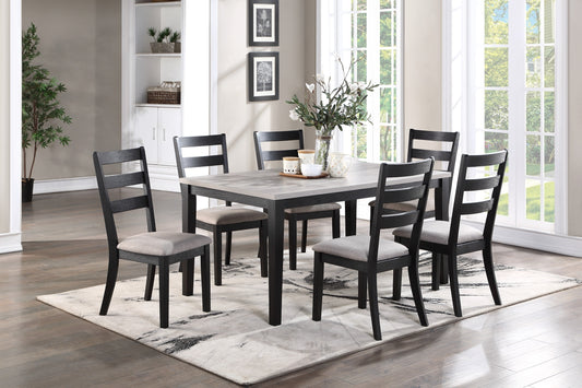 Zac 7pc Dining Set Wooden Top and Chairs Cushions Seats 2 Tone  - Natural