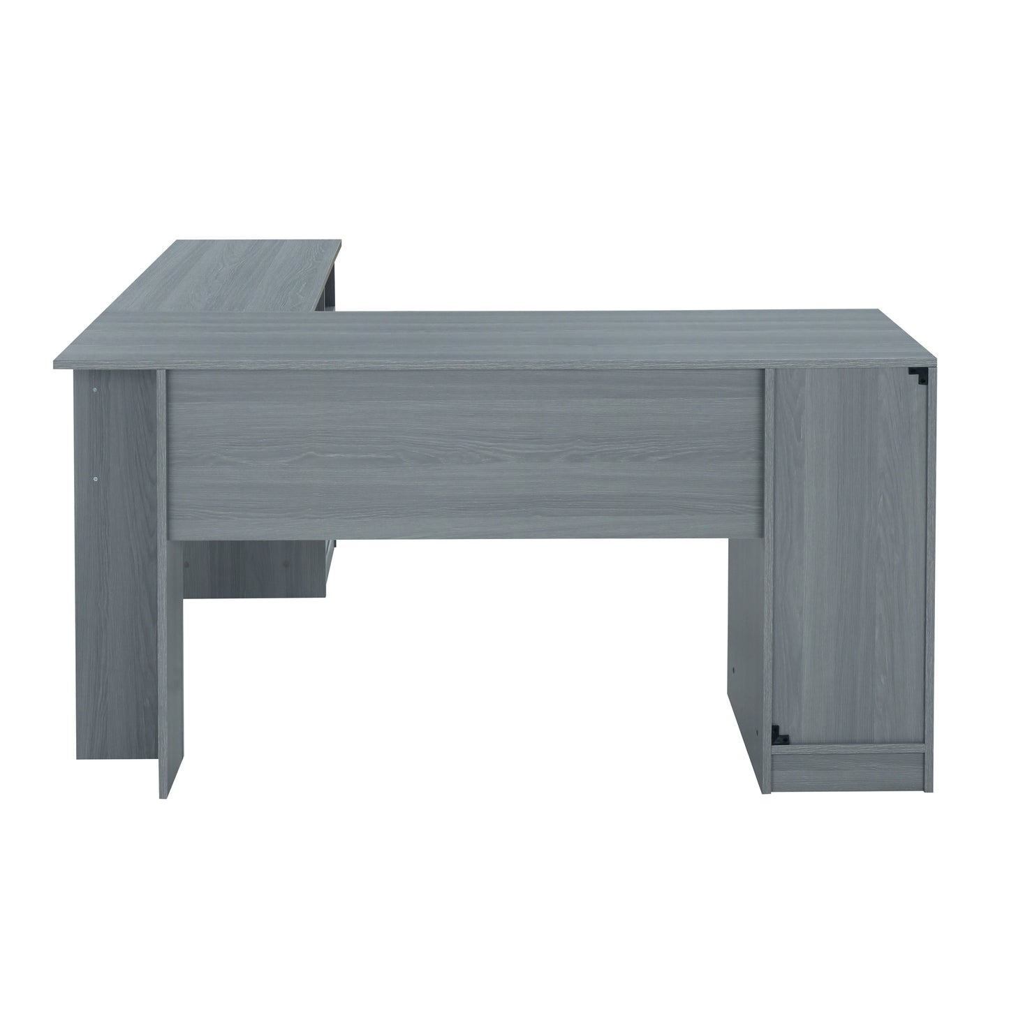 TechMax L-Shape Storage Desk, Slate Grey