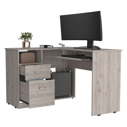 Glide Tech L-Shaped Computer Desk - Light Grey