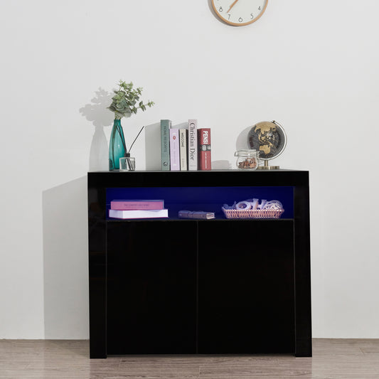 Glossy Glow Sideboard: Modern Storage Cabinet with LED Light