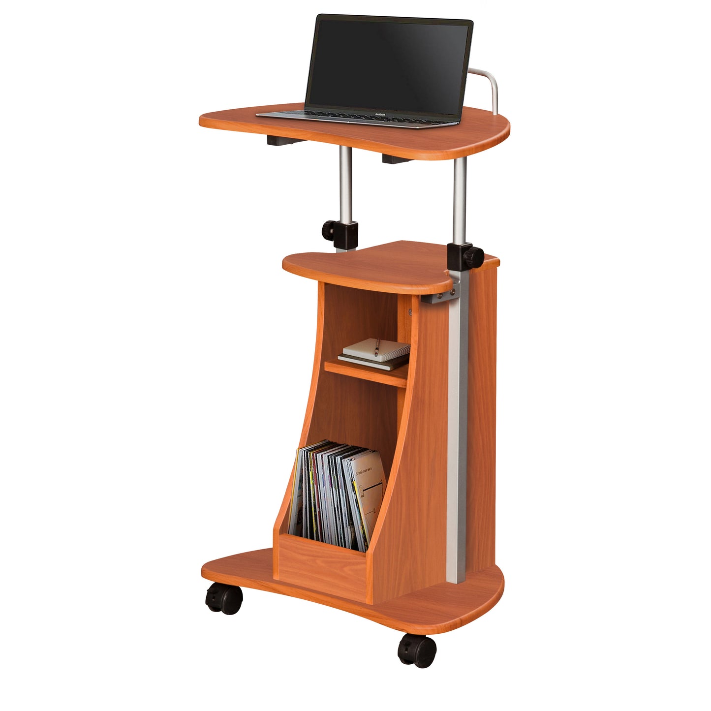 Elevate Tech Rolling Adjustable Laptop Cart With Storage