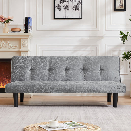 Iced Velour Convertible  Sofa Bed - Steel Gray