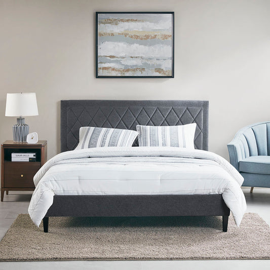 Rowen Queen Platform Bed - Charcoal