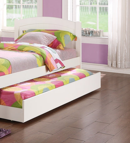 Bed With Trundle Slats For Kid - White