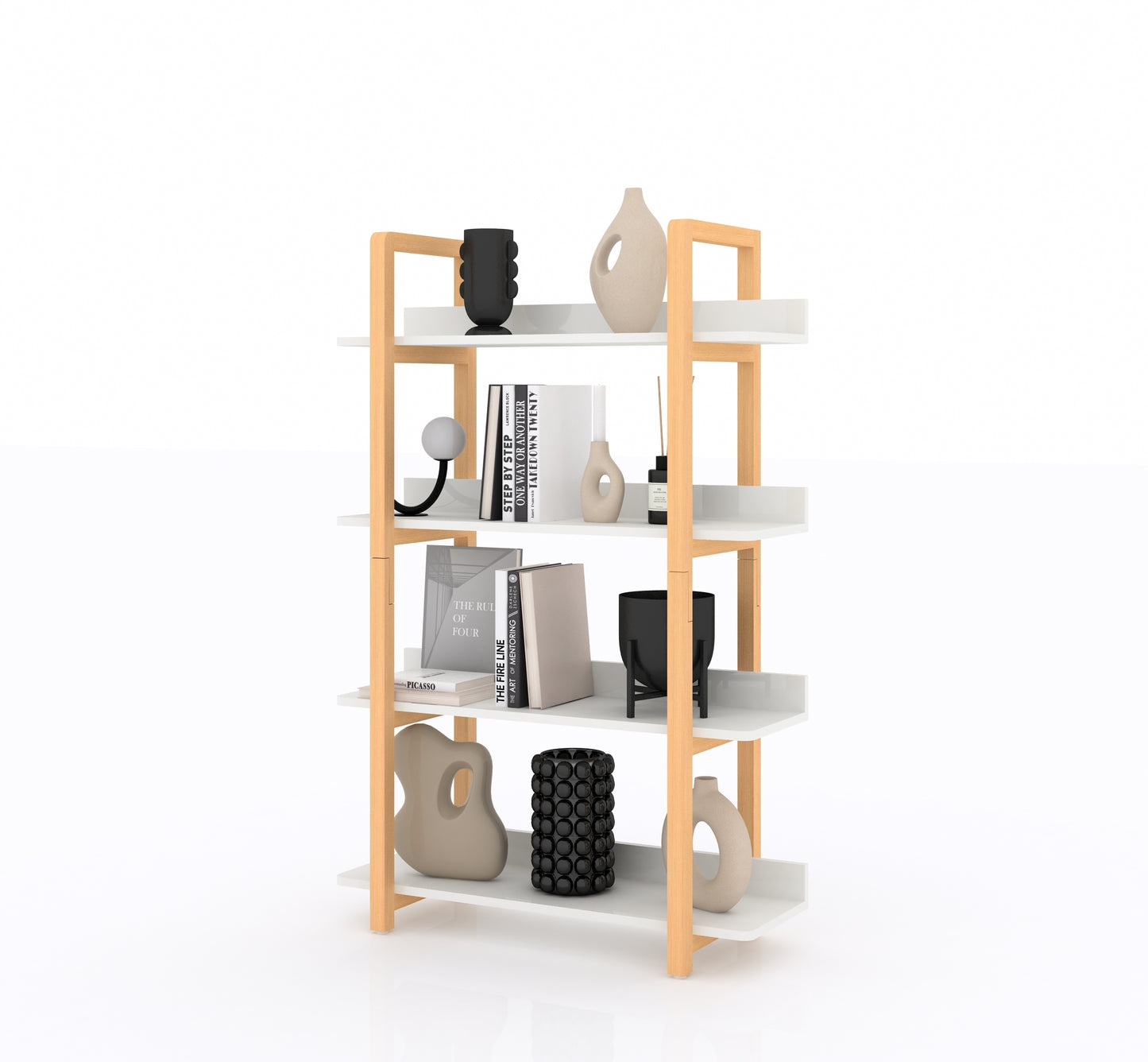 Multifuction Bookcase with Solid Wood Frame - Natural