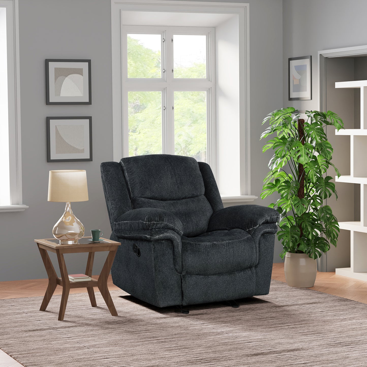 Venassa Manual Reclining Sofa - Dark Blue