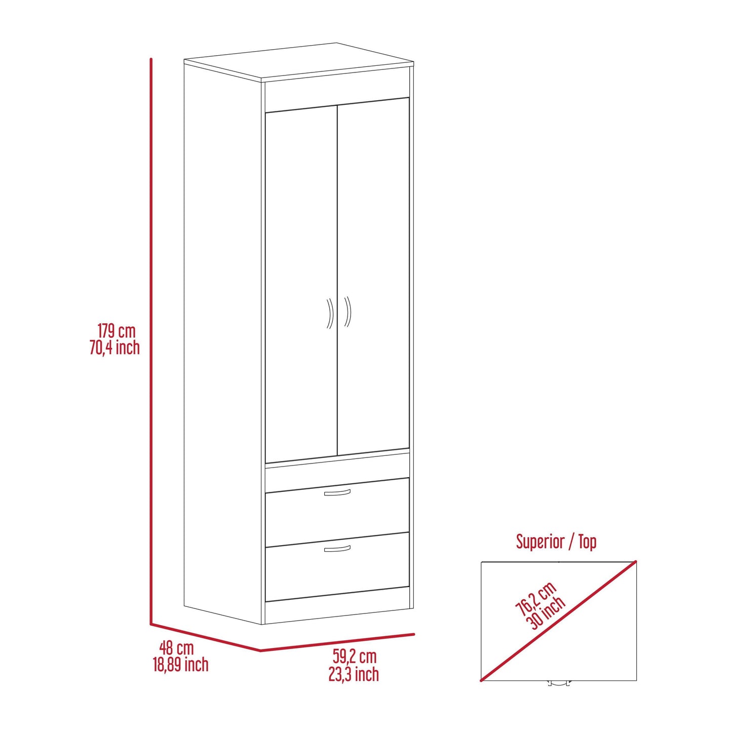 Grove 2-Drawer Armoire - Light Oak