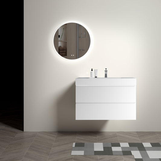Alice 36" Bathroom Vanity with SinK Wall Mounted Floating -  White
