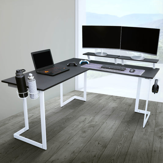 Sport Warrior L-Shaped Gaming Desk - White