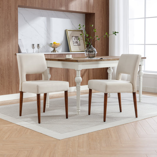 Giordano Dining Chairs with Solid Wood (Set of 2) - Beige