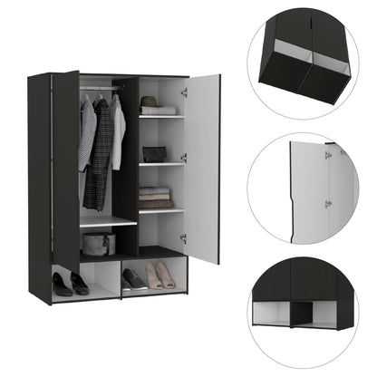 Logan 2-Shelf Armoire Black and White