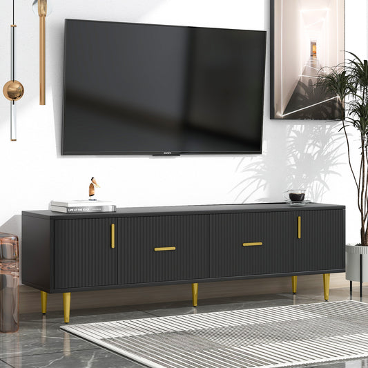 Eden Stylish TV Stand with 5 Champagne Legs - Black