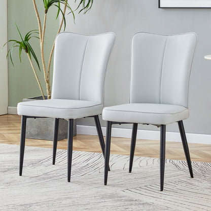 Carver PU Dining Chair Black Metal Leg (Set of 2) - Light Gray