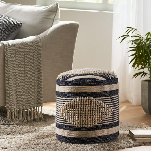 Handcrafted Fabric Cylinder Pouf