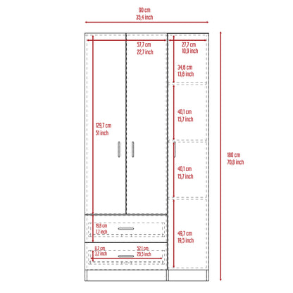 Watson 2-Drawer 3-Door Armoire - Light Oat