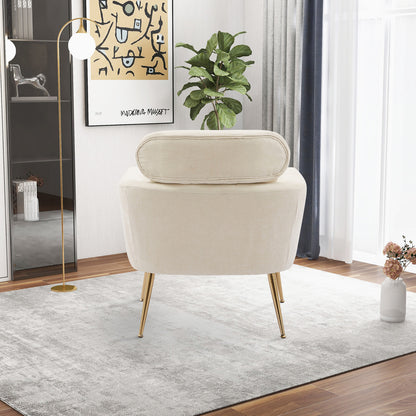 Beige Chenille Modern Accent Chair