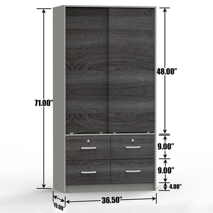 Go Green Woods Sarah Modern Wood Double Sliding Door Armoire