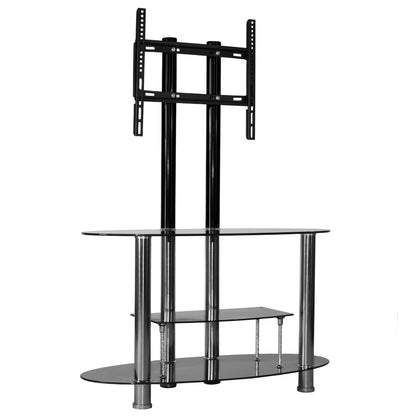 Go Green Woods Zoe Tempered Glass TV Stand with Mount for 55-inch TV Black