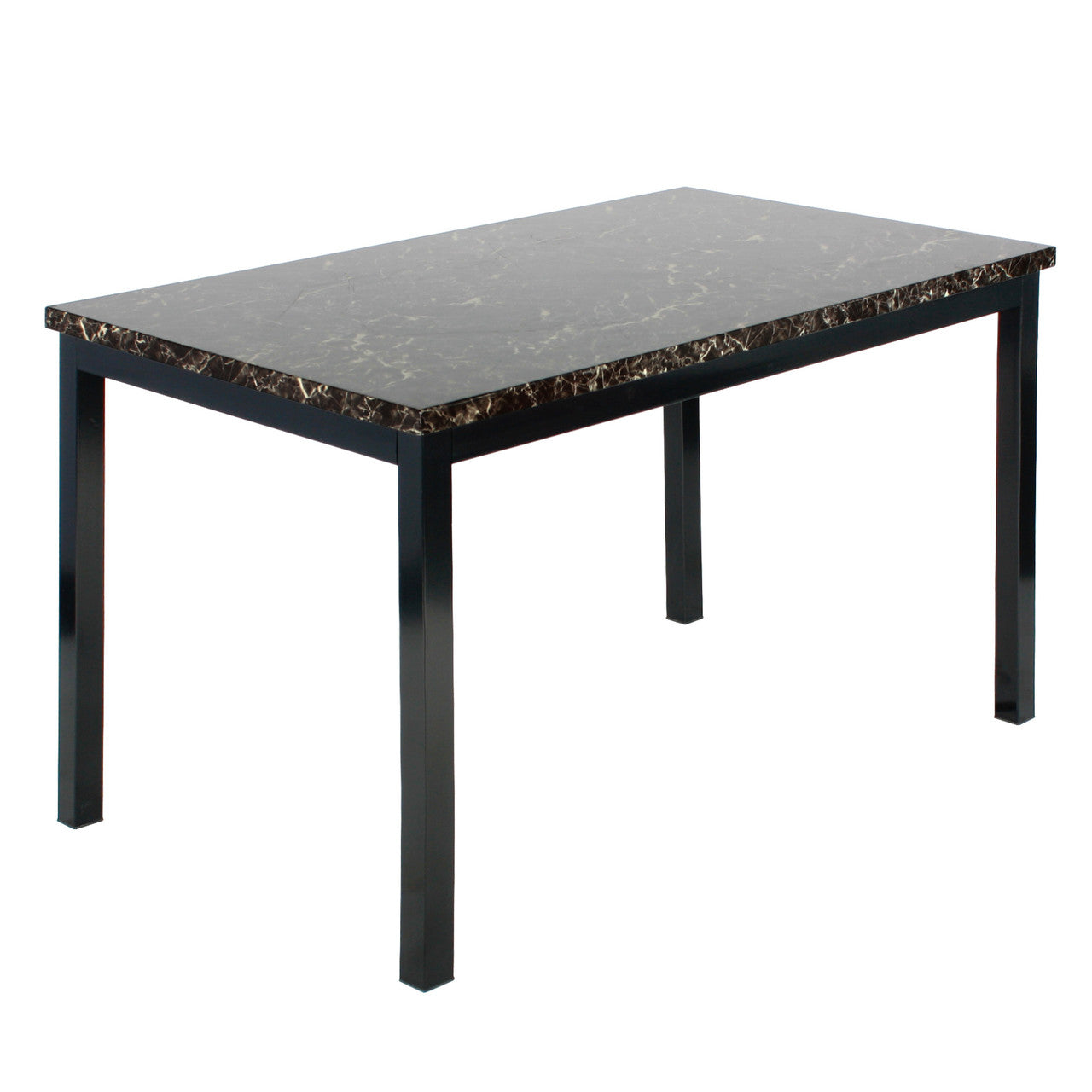 Go Green Woods Milan Faux Marble Top Black Metal Dining Table