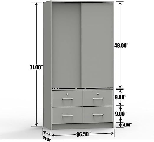 Go Green Woods Sarah Modern Wood Double Sliding Door Armoire