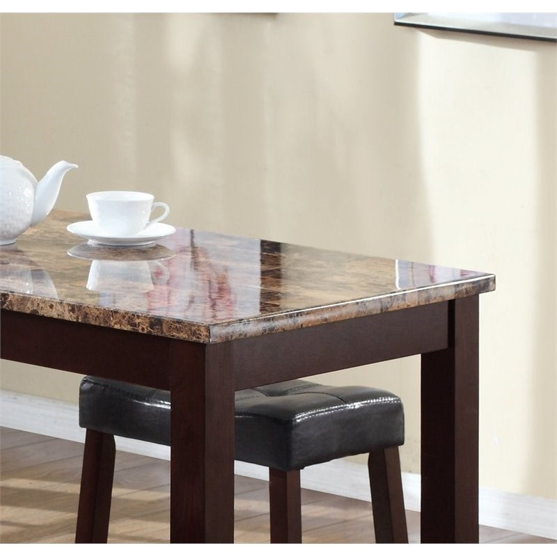 Go Green Woods Print Marble Breakfast Table Set Espresso