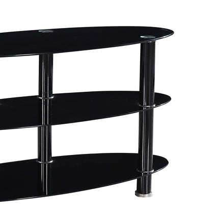 Go Green Woods Neo Oval Tempered Glass TV Stand for 40-inch TV in Black