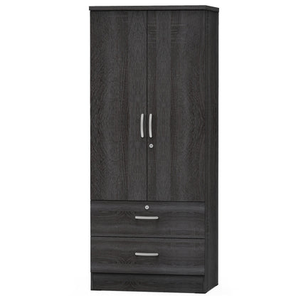 Go Green Woods Grace Wood 2-Door Wardrobe Armoire with 2-Drawers