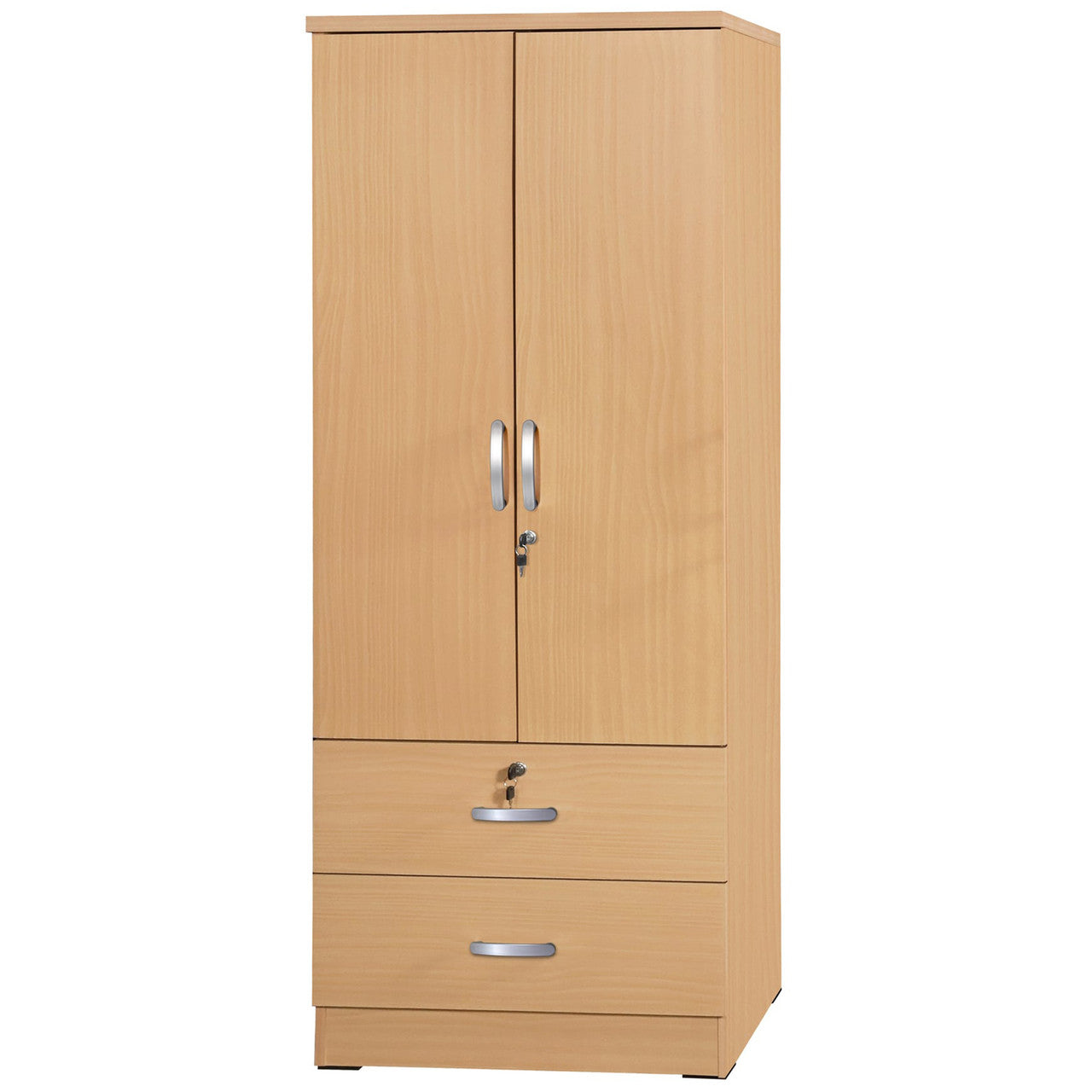 Go Green Woods Grace Wood 2-Door Wardrobe Armoire with 2-Drawers