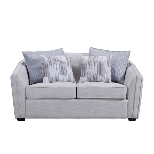 Classic Comfort Loveseat with 4 Pillows in Beige Linen