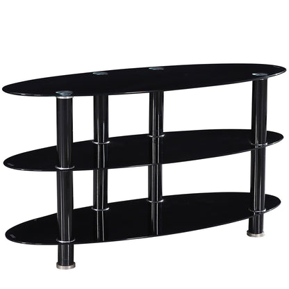 Go Green Woods Neo Oval Tempered Glass TV Stand for 40-inch TV in Black