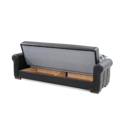 Silva Black PU Leatherette Sofa Bed