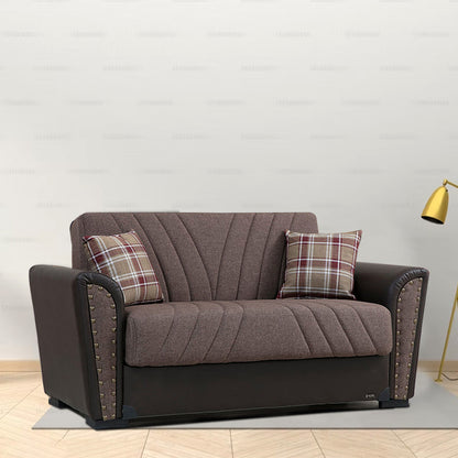 Salinas Brown Fabric Loveseat