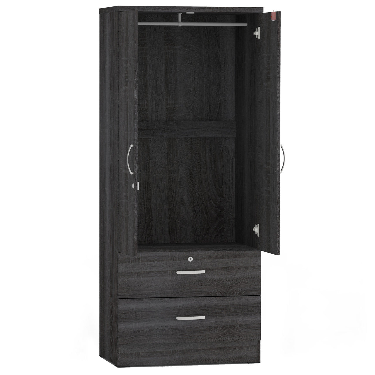 Go Green Woods Grace Wood 2-Door Wardrobe Armoire with 2-Drawers