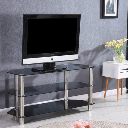 Go Green Woods Adele Tempered Glass TV Stand for 43-inch TV in Black