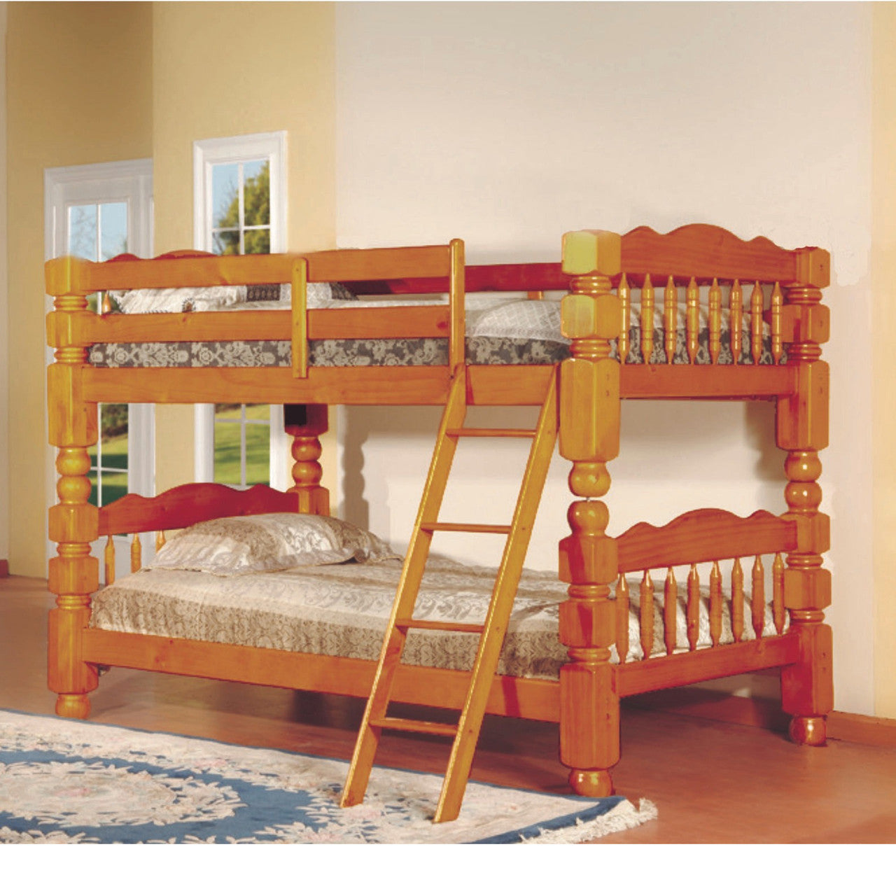 Go Green Woods Andrei Twin Over Twin Solid Wood Spindle Bunk Bed