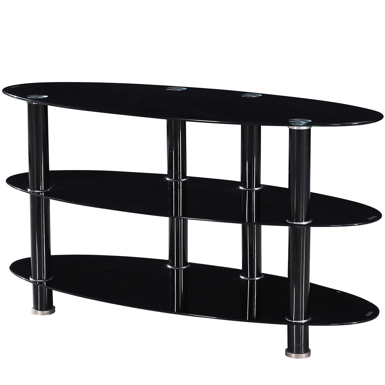 Go Green Woods Neo Oval Tempered Glass TV Stand for 40-inch TV in Black