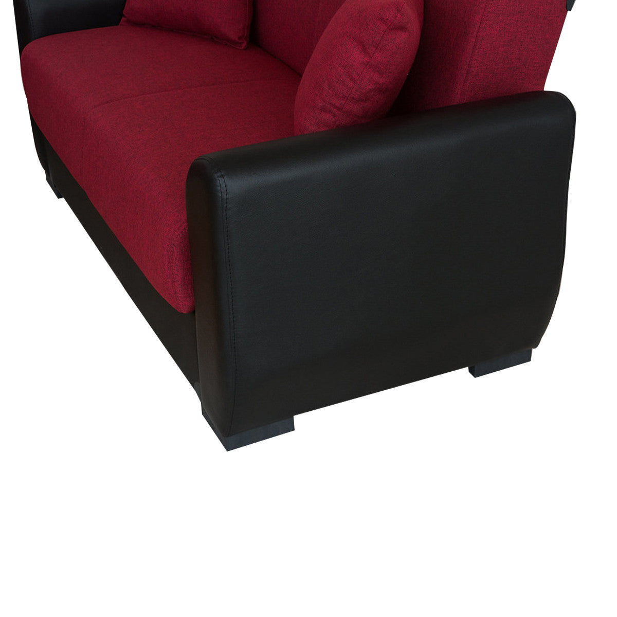 Emily Red & Black PU Leather Arms Sofa Bed