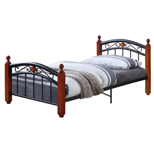 Go Green Woods Lexus Metal Bed Frame with Headboard & Footboard in Cherry