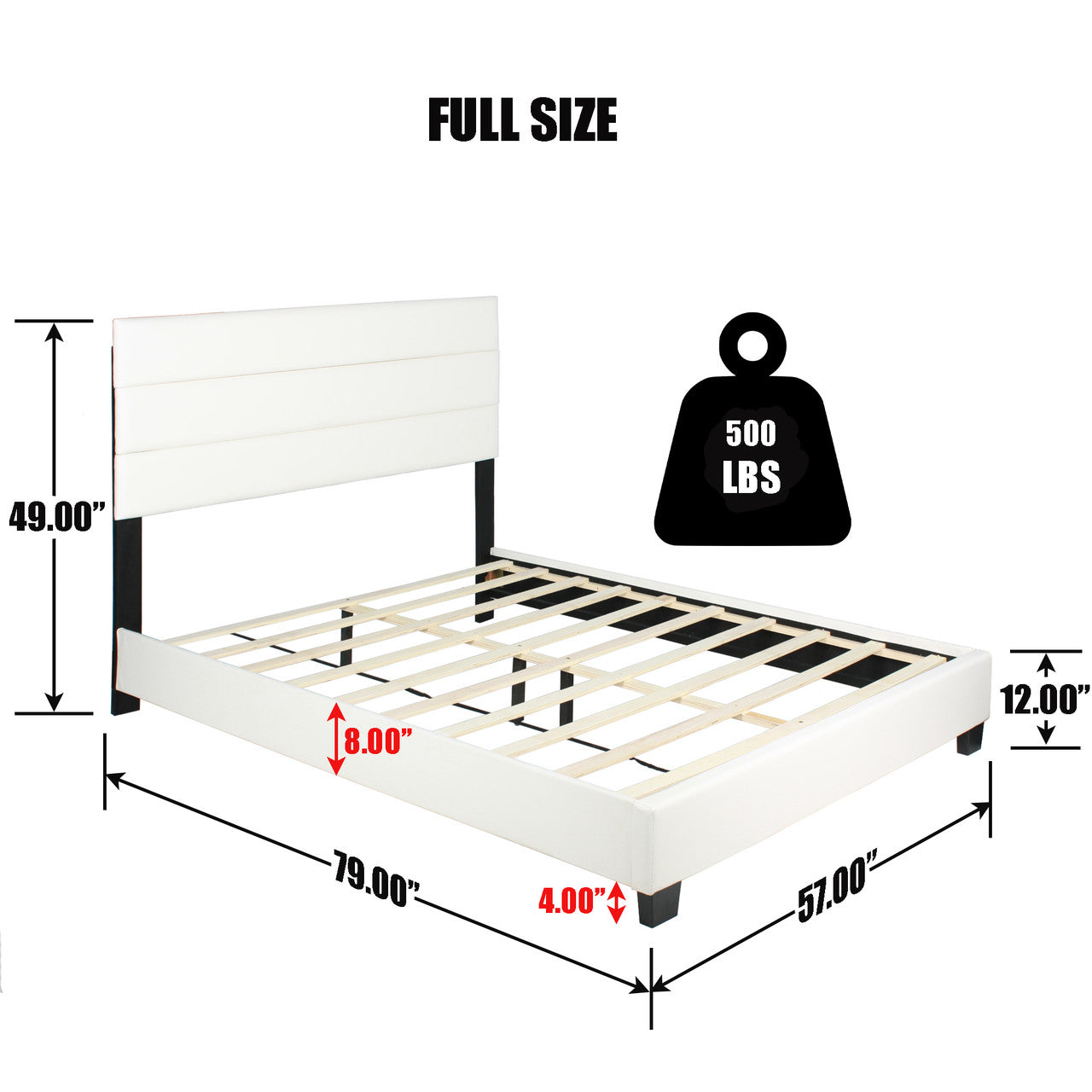 Go Green Woods Napoli Faux Leather Upholstered Platform Bed Full